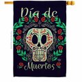 Cuadrilatero 28 x 40 in. Dia de Muertos Skeleton House Flag w/Fall Day of Dead Dbl-Sided Vertical Flags  Banner CU3873061